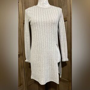 SHEIN Light Gray Fleece Long Sleeve Dress.